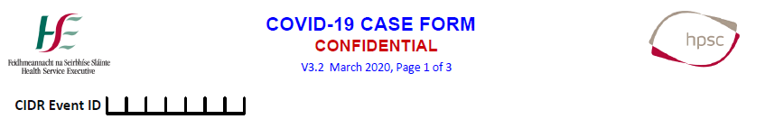HSPC COVID-19 Case Form 3.2 CIDR Event ID HSPC COVID-19 Case Form 3.2 CIDR Event ID